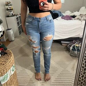 American Eagle high rise ripped jeans